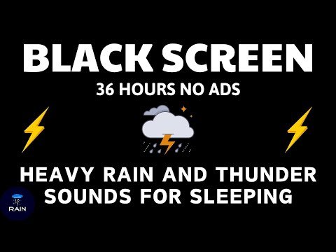 🔴 Heavy Rain and Thunder Sounds for Sleeping – Black Screen | Perfect Sleep Sounds with Thunder